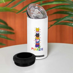 Funny Purride Stacked Cats Pride 4 in 1 Can Cooler Tumbler Cute LGBTQ Cat Lover TS12 Print Your Wear