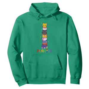 Funny Purride Stacked Cats Pride Hoodie Cute LGBTQ Cat Lover TS12 Irish Green Print Your Wear