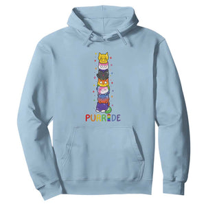 Funny Purride Stacked Cats Pride Hoodie Cute LGBTQ Cat Lover TS12 Light Blue Print Your Wear