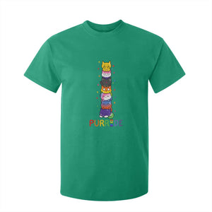 Funny Purride Stacked Cats Pride T Shirt For Kid Cute LGBTQ Cat Lover