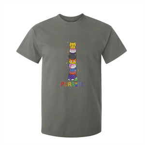 Funny Purride Stacked Cats Pride T Shirt For Kid Cute LGBTQ Cat Lover