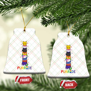 Funny Purride Stacked Cats Pride Ceramic Ornament Cute LGBTQ Cat Lover