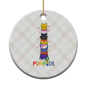 Funny Purride Stacked Cats Pride Ceramic Ornament Cute LGBTQ Cat Lover