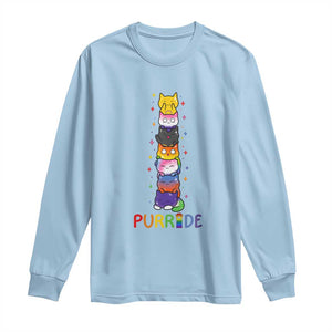 Funny Purride Stacked Cats Pride Long Sleeve Shirt Cute LGBTQ Cat Lover