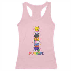 Funny Purride Stacked Cats Pride Racerback Tank Top Cute LGBTQ Cat Lover TS12 Light Pink Print Your Wear