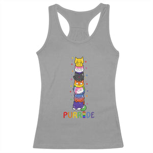 Funny Purride Stacked Cats Pride Racerback Tank Top Cute LGBTQ Cat Lover TS12 Sport Gray Print Your Wear