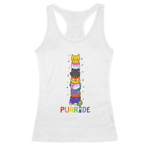 Funny Purride Stacked Cats Pride Racerback Tank Top Cute LGBTQ Cat Lover TS12 White Print Your Wear