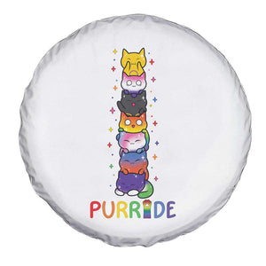 Funny Purride Stacked Cats Pride Spare Tire Cover Cute LGBTQ Cat Lover