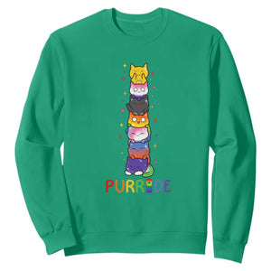 Funny Purride Stacked Cats Pride Sweatshirt Cute LGBTQ Cat Lover