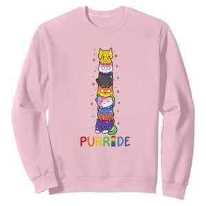 Funny Purride Stacked Cats Pride Sweatshirt Cute LGBTQ Cat Lover