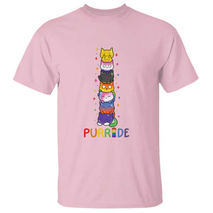 Funny Purride Stacked Cats Pride T Shirt Cute LGBTQ Cat Lover