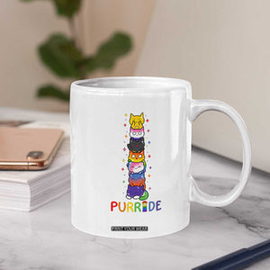 Funny Purride Stacked Cats Pride Coffee Mug Cute LGBTQ Cat Lover