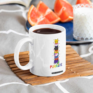 Funny Purride Stacked Cats Pride Coffee Mug Cute LGBTQ Cat Lover