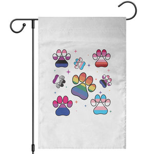 Funny Rainbow Paw Print Pride Garden Flag LGBTQ Pet Lover