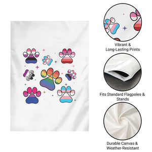 Funny Rainbow Paw Print Pride Garden Flag LGBTQ Pet Lover