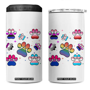 Funny Rainbow Paw Print Pride 4 in 1 Can Cooler Tumbler LGBTQ Pet Lover TS12 One Size: 16 oz White Print Your Wear