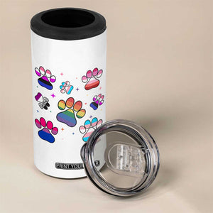 Funny Rainbow Paw Print Pride 4 in 1 Can Cooler Tumbler LGBTQ Pet Lover TS12 Print Your Wear