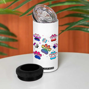 Funny Rainbow Paw Print Pride 4 in 1 Can Cooler Tumbler LGBTQ Pet Lover TS12 Print Your Wear
