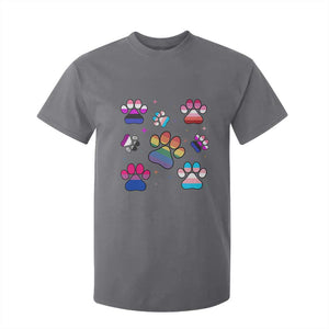 Funny Rainbow Paw Print Pride T Shirt For Kid LGBTQ Pet Lover TS12 Charcoal Print Your Wear