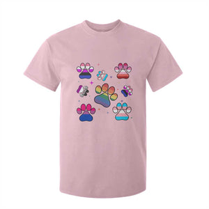 Funny Rainbow Paw Print Pride T Shirt For Kid LGBTQ Pet Lover TS12 Light Pink Print Your Wear