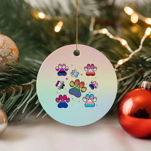 Funny Rainbow Paw Print Pride Ceramic Ornament LGBTQ Pet Lover