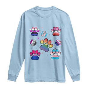 Funny Rainbow Paw Print Pride Long Sleeve Shirt LGBTQ Pet Lover TS12 Light Blue Print Your Wear