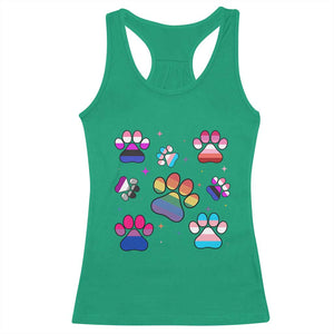 Funny Rainbow Paw Print Pride Racerback Tank Top LGBTQ Pet Lover TS12 Irish Green Print Your Wear
