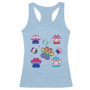 Funny Rainbow Paw Print Pride Racerback Tank Top LGBTQ Pet Lover TS12 Light Blue Print Your Wear