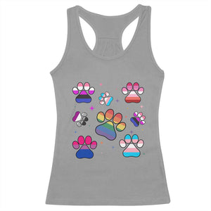 Funny Rainbow Paw Print Pride Racerback Tank Top LGBTQ Pet Lover TS12 Sport Gray Print Your Wear