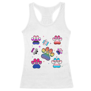 Funny Rainbow Paw Print Pride Racerback Tank Top LGBTQ Pet Lover TS12 White Print Your Wear