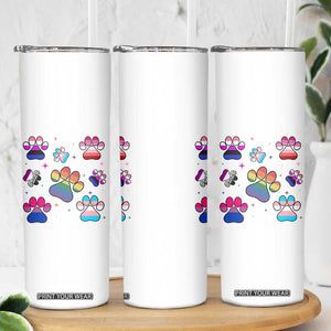 Funny Rainbow Paw Print Pride Skinny Tumbler LGBTQ Pet Lover TS12 Print Your Wear
