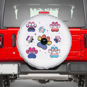 Funny Rainbow Paw Print Pride Spare Tire Cover LGBTQ Pet Lover