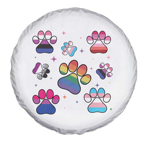 Funny Rainbow Paw Print Pride Spare Tire Cover LGBTQ Pet Lover