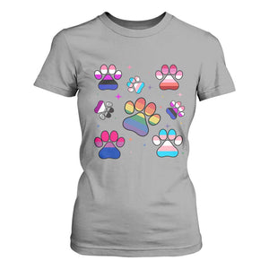 Funny Rainbow Paw Print Pride T Shirt For Women LGBTQ Pet Lover TS12 Sport Gray Print Your Wear