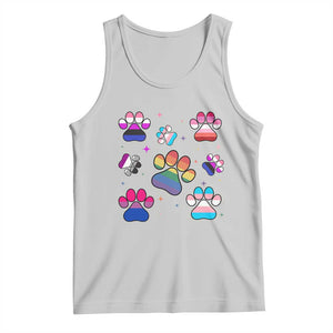 Funny Rainbow Paw Print Pride Tank Top LGBTQ Pet Lover