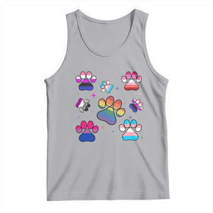 Funny Rainbow Paw Print Pride Tank Top LGBTQ Pet Lover
