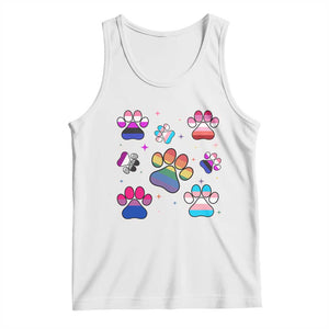 Funny Rainbow Paw Print Pride Tank Top LGBTQ Pet Lover