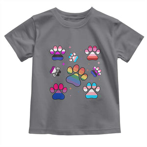 Funny Rainbow Paw Print Pride Toddler T Shirt LGBTQ Pet Lover TS12 Charcoal Print Your Wear