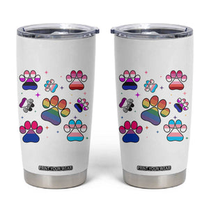 Funny Rainbow Paw Print Pride Tumbler Cup LGBTQ Pet Lover TS12 White Print Your Wear