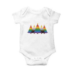 Christmas Rainbow Tree LGBTQ Support Baby Onesie Holiday Pride Gift