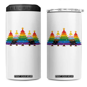 Christmas Rainbow Tree LGBTQ Support 4 in 1 Can Cooler Tumbler Holiday Pride Gift