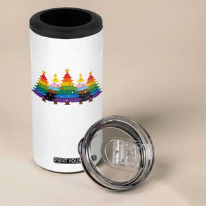 Christmas Rainbow Tree LGBTQ Support 4 in 1 Can Cooler Tumbler Holiday Pride Gift