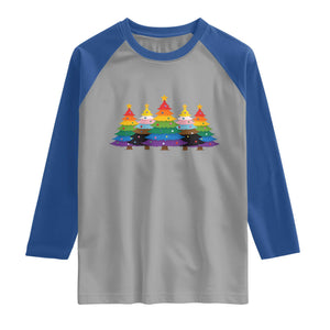 Christmas Rainbow Tree LGBTQ Support Raglan Shirt Holiday Pride Gift