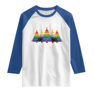 Christmas Rainbow Tree LGBTQ Support Raglan Shirt Holiday Pride Gift