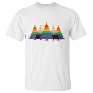 Christmas Rainbow Tree LGBTQ Support T Shirt Holiday Pride Gift