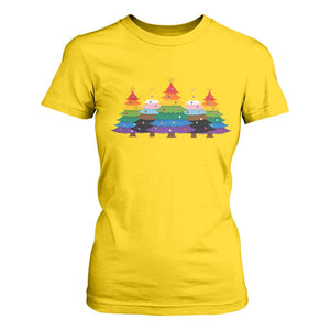 Christmas Rainbow Tree LGBTQ Support T Shirt For Women Holiday Pride Gift