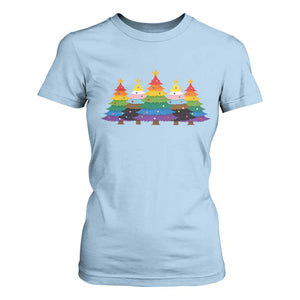 Christmas Rainbow Tree LGBTQ Support T Shirt For Women Holiday Pride Gift