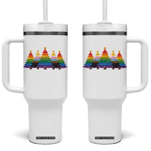 Christmas Rainbow Tree LGBTQ Support Tumbler With Handle Holiday Pride Gift