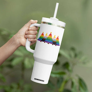 Christmas Rainbow Tree LGBTQ Support Tumbler With Handle Holiday Pride Gift