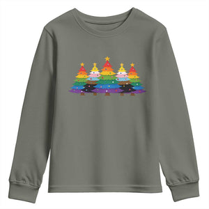 Christmas Rainbow Tree LGBTQ Support Youth Sweatshirt Holiday Pride Gift